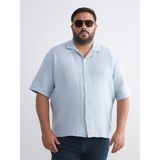 Lc Waikiki Yeni Sezon Büyük Beden Resort Yaka Kısa Kollu Müslin Erkek Gömlek - 3XL - Mavi