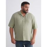 Lc Waikiki Yeni Sezon Büyük Beden Resort Yaka Kısa Kollu Müslin Erkek Gömlek - 6XL - Haki