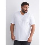 Lc Waikiki Yeni Sezon Büyük Beden V Yaka Penye Erkek Tişört - Beyaz - 4XL