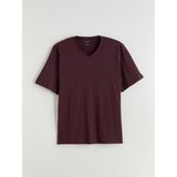 Lc Waikiki Yeni Sezon Büyük Beden V Yaka Penye Erkek Tişört - Mürdüm - 3XL
