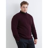 Lc Waikiki Yeni Sezon Büyük Beden Yarım Balıkçı Yaka Erkek Triko Kazak - Bordo - 5XL - 6XL