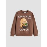 Lc Waikiki Yeni Sezon Capyfun Baskılı Bisiklet Yaka Kız Çocuk Sweatshirt - Kahverengi - 9 - 10 Yaş