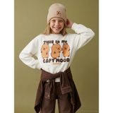 Lc Waikiki Yeni Sezon Capyfun Baskılı Kalın Kız Çocuk Sweatshirt - Ekru - 10 - 11 Yaş