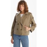 Lc Waikiki Yeni Sezon Ceket Yaka Oversize Kadın Trençkot - Haki - 40