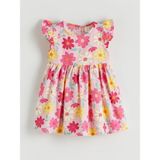 Lc Waikiki Yeni Sezon Çiçekli Fırfırlı Kız Çocuk Poplin Elbise - Pembe - 9 - 12 Ay