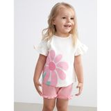 Lc Waikiki Yeni Sezon Çiçekli Kız Bebek Bluz ve Şort 2'li - Bej - 3 - 6 Ay