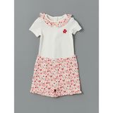 Lc Waikiki Yeni Sezon Çiçekli Kız Bebek Çıtçıtlı Body ve Şort 2'li - Ekru - 1 - 3 Ay