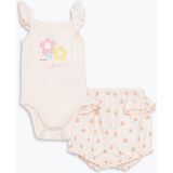 Lc Waikiki Yeni Sezon Çiçekli Kız Bebek Çıtçıtlı Body ve Şort 2'li - Pembe - 3 - 6 Ay