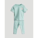 Lc Waikiki Yeni Sezon Çiçekli Kız Bebek Tişört ve Tayt 2'li - Turkuaz - 0 - 1 Ay