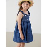 Lc Waikiki Yeni Sezon Çiçekli Kız Çocuk Jean Elbise - 2 - 3 Yaş - Mavi