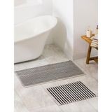 Lc Waikiki Yeni Sezon Çizgi Nakışlı Banyo Paspası 60X100 cm 2'li - Siyah