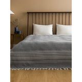 Lc Waikiki Yeni Sezon Çizgi Nakışlı Yatak Örtüsü 180X230 cm - Antrasit