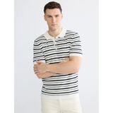 Lc Waikiki Yeni Sezon Çizgili Erkek Polo Yaka Triko Kazak - Ekru - 3XL