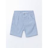 Lc Waikiki Yeni Sezon Çizgili Gabardin Erkek Çocuk Cepli Şort - Mavi - 2 - 3 Yaş