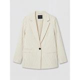Lc Waikiki Yeni Sezon Çizgili Keten Karışımlı Kadın Blazer Ceket - Bej