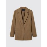 Lc Waikiki Yeni Sezon Çizgili Keten Karışımlı Kadın Blazer Ceket - XS - Kahverengi