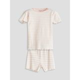 Lc Waikiki Yeni Sezon Çizgili Kız Bebek Şortlu Pijama Takım - Ekru - 12 - 18 Ay