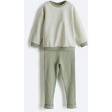 Lc Waikiki Yeni Sezon Çizgili Kız Bebek Sweatshirt ve Tayt 2'li - Yeşil - 2 - 3 Yaş