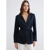Lc Waikiki Yeni Sezon Çizgili Kuşaklı Kadın Blazer Ceket - 44 - Lacivert
