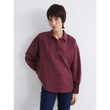Lc Waikiki Yeni Sezon Çizgili Oversize Kadın Gömlek - 2XL - Bordo