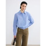 Lc Waikiki Yeni Sezon Çizgili Oversize Oxford Kadın Gömlek - 3XL - Mavi