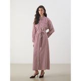 Lc Waikiki Yeni Sezon Çizgili Poplin Gömlek Elbise - 42 - Bordo