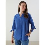 Lc Waikiki Yeni Sezon Çizgili Poplin Kadın Gömlek - 50 - Mavi