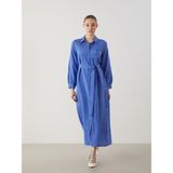 Lc Waikiki Yeni Sezon Çizgili Poplin Kadın Gömlek Elbise - 36 - Mavi