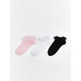 Lc Waikiki Yeni Sezon Dantel Detaylı Kız Çocuk Patik Çorap 3'lü - 30 - 32 - Pembe