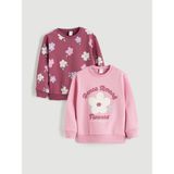 Lc Waikiki Yeni Sezon Desenli Kız Çocuk Kalın Sweatshirt - Pembe - 4 - 5 Yaş