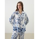 Lc Waikiki Yeni Sezon Desenli Oversize Kadın Gömlek - Mavi