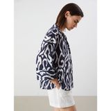 Lc Waikiki Yeni Sezon Desenli Oversize Kadın Gömlek - XS - Lacivert