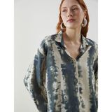 Lc Waikiki Yeni Sezon Desenli Oversize Müslin Kadın Gömlek - Bej