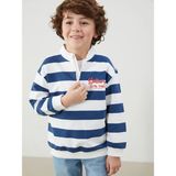 Lc Waikiki Yeni Sezon Dik Yaka Çizgili Erkek Bebek Sweatshirt - Bej - 9 - 12 Ay