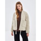 Lc Waikiki Yeni Sezon Dik Yaka Kapitone Oversize Kadın Şişme Mont - Taş - 42
