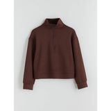 Lc Waikiki Yeni Sezon Dik Yaka Kız Çocuk Sweatshirt - Kahverengi - 7 - 8 Yaş