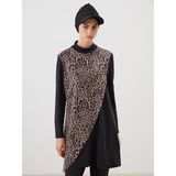Lc Waikiki Yeni Sezon Dik Yaka Leopar Desenli Kadın Tesettür Mayo Takımı - Siyah - 38
