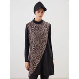 Lc Waikiki Yeni Sezon Dik Yaka Leopar Desenli Kadın Tesettür Mayo Takımı - Siyah - 44