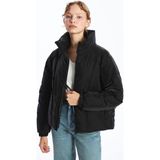 Lc Waikiki Yeni Sezon Dik Yaka Oversize Deri Görünümlü Kadın Şişme Mont - Siyah - 34