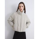 Lc Waikiki Yeni Sezon Dik Yaka Oversize Kadın Şişme Mont - Ekru - 38