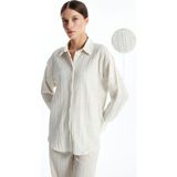 Lc Waikiki Yeni Sezon Dokulu Oversize Kadın Gömlek - XL - Bej