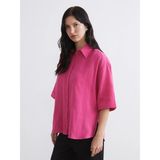 Lc Waikiki Yeni Sezon Dokulu Oversize Müslin Kadın Gömlek - M - L - Fuşya