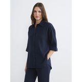 Lc Waikiki Yeni Sezon Dokulu Oversize Müslin Kadın Gömlek - M - L - Lacivert
