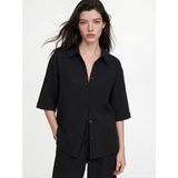Lc Waikiki Yeni Sezon Dokulu Oversize Müslin Kadın Gömlek - M - L - Siyah