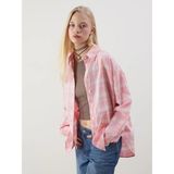 Lc Waikiki Yeni Sezon Ekose Oversize Kadın Gömlek - XS - Pembe