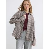 Lc Waikiki Yeni Sezon Ekose Oversize Oxford Kadın Gömlek - Kahverengi