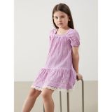 Lc Waikiki Yeni Sezon Ekoseli Dantel Detaylı Kız Çocuk Elbise - 2 - 3 Yaş - Pembe