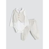Lc Waikiki Yeni Sezon Erkek Bebek Çıtçıtlı Body ve Eşofman Alt 2'li - Ekru - 1 - 3 Ay