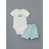 Lc Waikiki Yeni Sezon Erkek Bebek Çıtçıtlı Body ve Şort 2'li - Ekru - 3 - 6 Ay