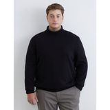 Lc Waikiki Yeni Sezon Erkek Yarım Balıkçı Yaka Siyah Triko Kazak Büyük Beden Uzun Kollu - 3XL - 4XL